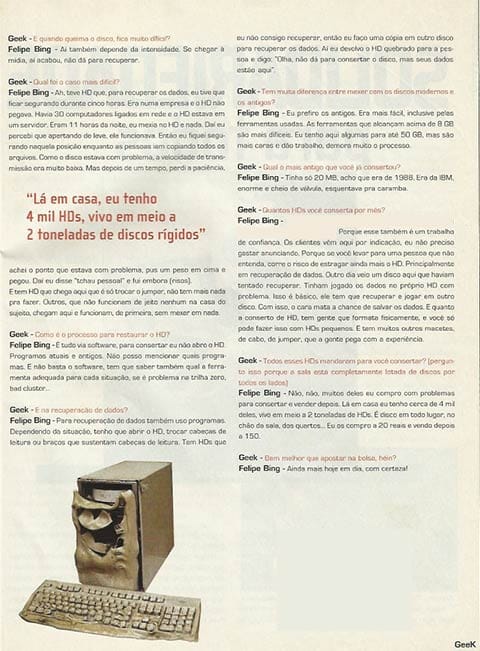 Reportagem sobre a LabDisk na Revista Geek